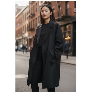 Zara Black Double-Breasted Trench Coat